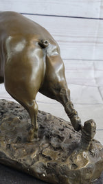 Cute Pig Hog Farm Animal Bronze Metal Statue Sculpture Figurine Decor Signed Art