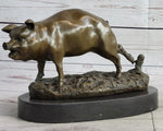 Cute Pig Hog Farm Animal Bronze Metal Statue Sculpture Figurine Decor Signed Art