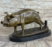 Signed Wild Pig bronze Sculpture Figure Art Deco Figurine Home Decor Decoration