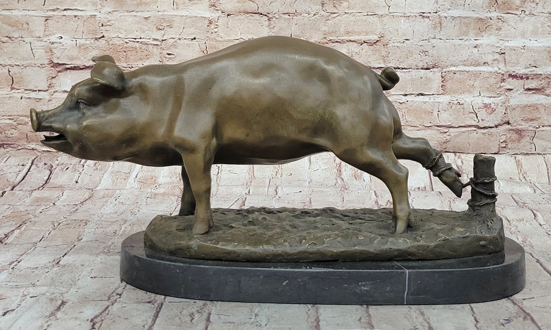 Signed Wild Pig bronze Sculpture Figure Art Deco Figurine Home Decor Decoration - Southlake Paws