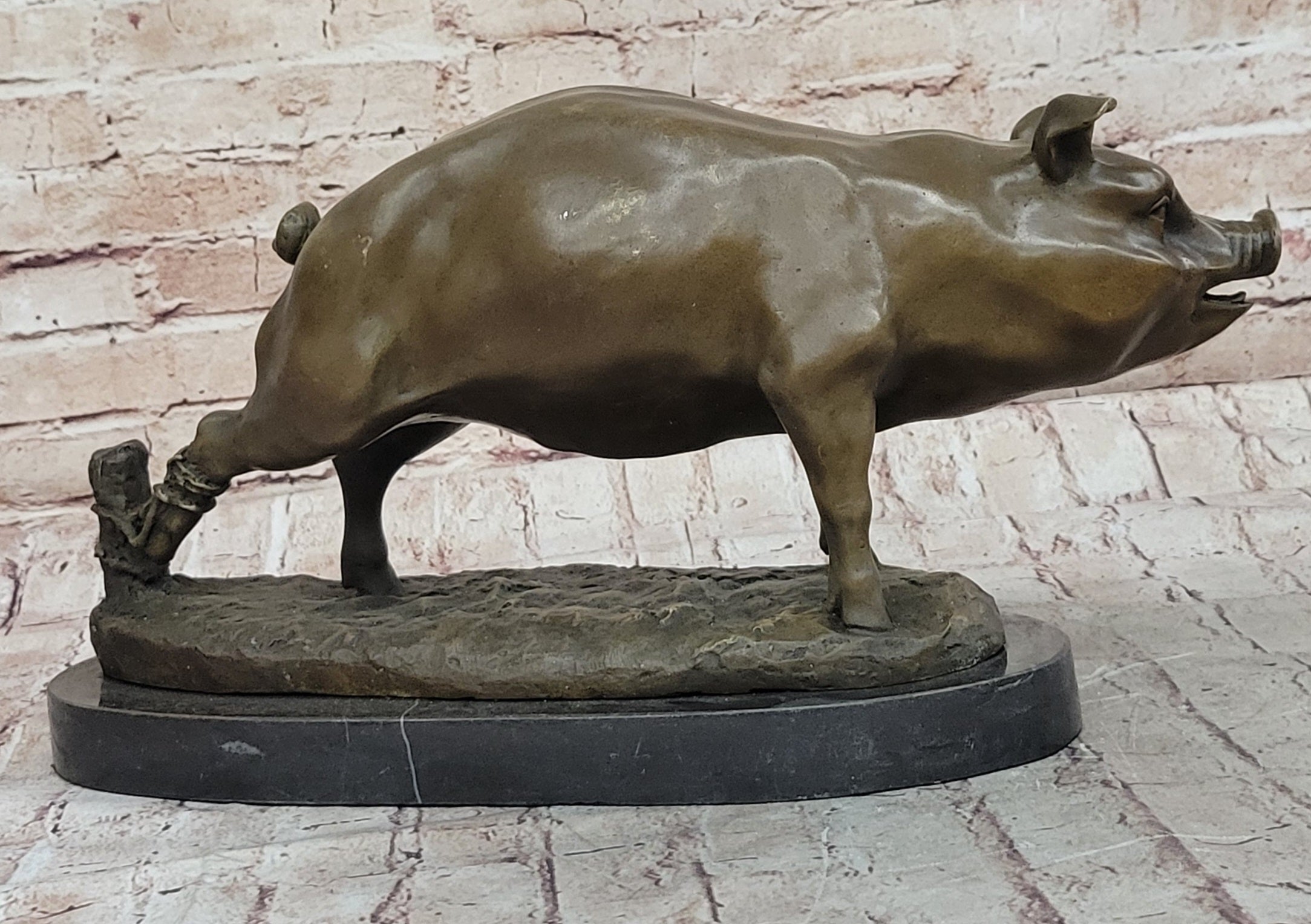 Signed Wild Pig bronze Sculpture Figure Art Deco Figurine Home Decor Decoration - Southlake Paws