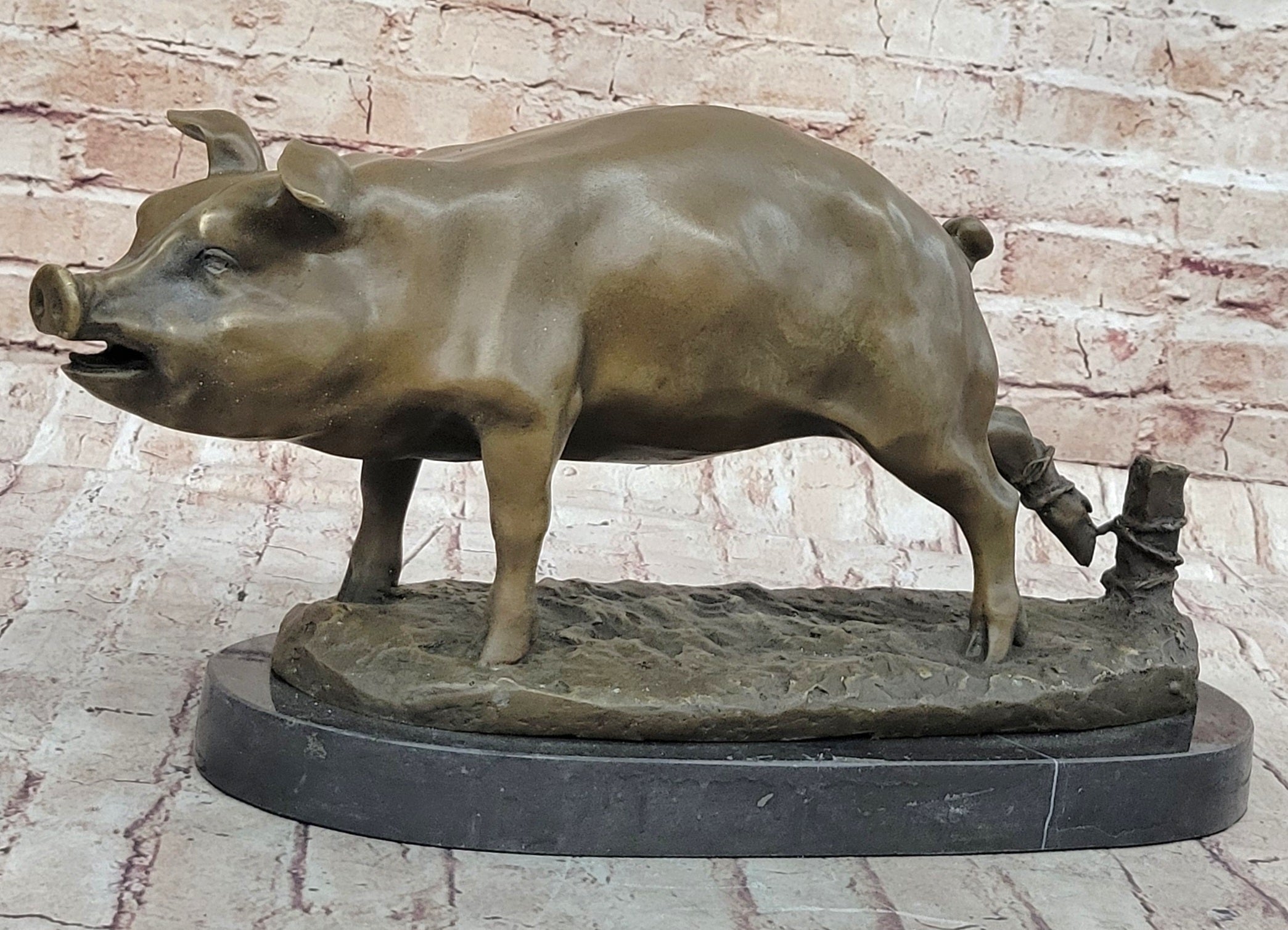 Signed Wild Pig bronze Sculpture Figure Art Deco Figurine Home Decor Decoration - Southlake Paws