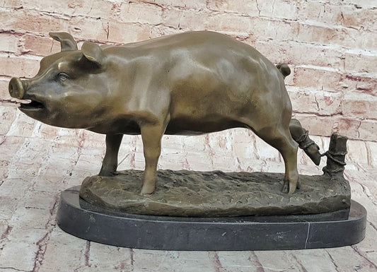 Signed Wild Pig bronze Sculpture Figure Art Deco Figurine Home Decor Decoration - Southlake Paws