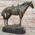 Load image into Gallery viewer, Large Original Loving Horse with his Saddle Western Art Cowboy Bronze Sculpture - Southlake Paws
