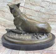 German Shepherd Dog Canine Bronze Art Sculpture Statue on Marble Base