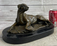 Load image into Gallery viewer, Bronze Pet Dog Sculpture Statue Figure on Marble Base Antoine Barye 8" x 13"
