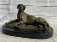 Load image into Gallery viewer, Bronze Pet Dog Sculpture Statue Figure on Marble Base Antoine Barye 8" x 13"
