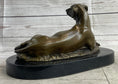 Load image into Gallery viewer, Bronze Pet Dog Sculpture Statue Figure on Marble Base Antoine Barye 8" x 13"
