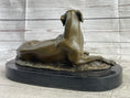 Load image into Gallery viewer, Bronze Pet Dog Sculpture Statue Figure on Marble Base Antoine Barye 8" x 13"
