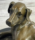 Load image into Gallery viewer, Bronze Pet Dog Sculpture Statue Figure on Marble Base Antoine Barye 8" x 13"
