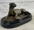 Load image into Gallery viewer, Bronze Pet Dog Sculpture Statue Figure on Marble Base Antoine Barye 8" x 13"
