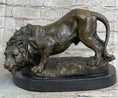 Load image into Gallery viewer, Lion Stalking Prey Hot Cast Bronze Sculpture Statue Art by Antoine Barye on Marble Base
