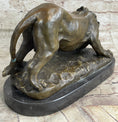 Load image into Gallery viewer, Lion Stalking Prey Hot Cast Bronze Sculpture Statue Art by Antoine Barye on Marble Base
