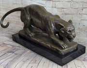 Handmade BRONZE SCULPTURE LION PANTHER TIGER PUMA COUGAR CAT STATUE AFRICAN ART