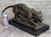 Handmade BRONZE SCULPTURE LION PANTHER TIGER PUMA COUGAR CAT STATUE AFRICAN ART