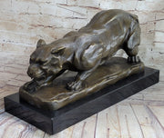 Handmade BRONZE SCULPTURE LION PANTHER TIGER PUMA COUGAR CAT STATUE AFRICAN ART