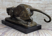 Handmade BRONZE SCULPTURE LION PANTHER TIGER PUMA COUGAR CAT STATUE AFRICAN ART