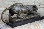 Handmade BRONZE SCULPTURE LION PANTHER TIGER PUMA COUGAR CAT STATUE AFRICAN ART