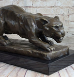 Handmade BRONZE SCULPTURE LION PANTHER TIGER PUMA COUGAR CAT STATUE AFRICAN ART