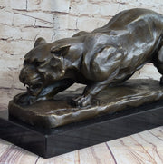 Handmade BRONZE SCULPTURE LION PANTHER TIGER PUMA COUGAR CAT STATUE AFRICAN ART