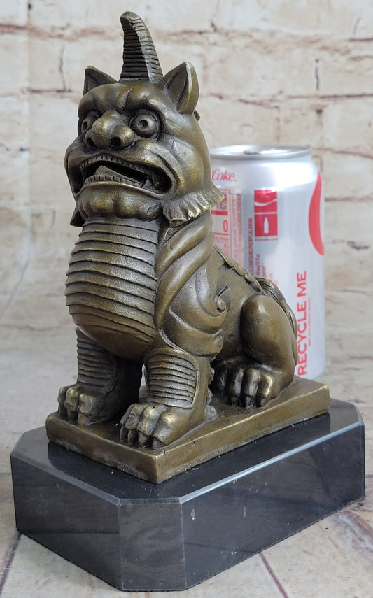 Vintage Fengshui Bronze Guardian Fu Foo Dogs Lion Door Leo Statue Lions Erte