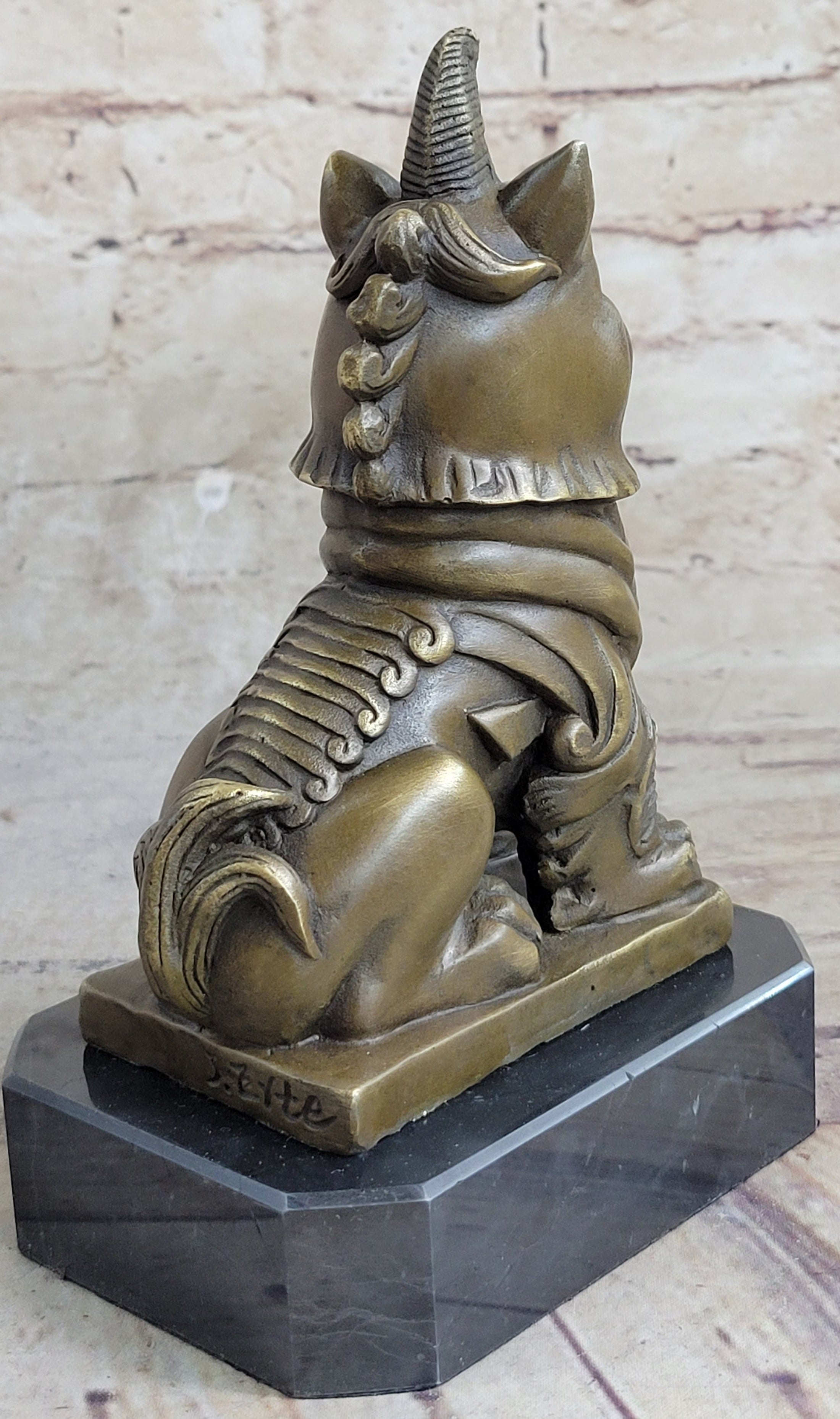Vintage Fengshui Bronze Guardian Fu Foo Dogs Lion Door Leo Statue Lions Erte
