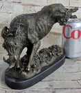 Load image into Gallery viewer, Wild Boar Feral Hog Pig Kicking Hind Legs Bronze Sculpture Statue Figure on Marble Base
