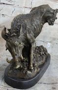 Load image into Gallery viewer, Wild Boar Feral Hog Pig Kicking Hind Legs Bronze Sculpture Statue Figure on Marble Base
