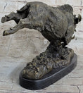 Load image into Gallery viewer, Wild Boar Feral Hog Pig Kicking Hind Legs Bronze Sculpture Statue Figure on Marble Base
