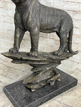 Load image into Gallery viewer, Mountain Lion Puma Panther Cougar Bronze Sculpture Statue Figure on Marble Base
