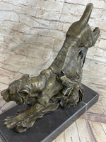 Tiger Bronze Sculpture Statue Figure on Marble Base Signed