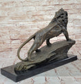 Load image into Gallery viewer, Standing Lion Bronze Sculpture – Detailed Wildlife Artwork on Marble Base
