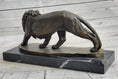 Load image into Gallery viewer, Male Lion Stalking Prey Bronze Sculpture Statue Signed Art on Marble Base
