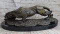 Load image into Gallery viewer, Waking Panther Mountain Lion Puma Big Cat Bronze Statue Sculpture on Marble Base
