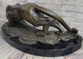 Load image into Gallery viewer, Waking Panther Mountain Lion Puma Big Cat Bronze Statue Sculpture on Marble Base
