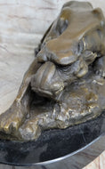Load image into Gallery viewer, Waking Panther Mountain Lion Puma Big Cat Bronze Statue Sculpture on Marble Base
