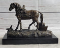 Load image into Gallery viewer, Working Draft Horse Bronze Sculpture Statue Figure Signed Art on Marble Base

