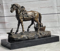 Load image into Gallery viewer, Working Draft Horse Bronze Sculpture Statue Figure Signed Art on Marble Base
