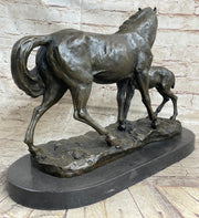 Horse & Foal Bronze Statue Sculpture Equestrian Stables Barn Decor Original Milo