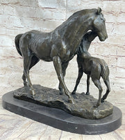 Horse & Foal Bronze Statue Sculpture Equestrian Stables Barn Decor Original Milo