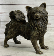 Pomeranian Breed Puppy Dog Bronze Figurine Figure Sculpture Statue Signed Art