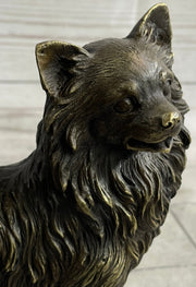 Pomeranian Breed Puppy Dog Bronze Figurine Figure Sculpture Statue Signed Art
