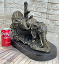 Load image into Gallery viewer, Hot Cast Bronze Sculpture Statue of Two Elephants on Marble Base
