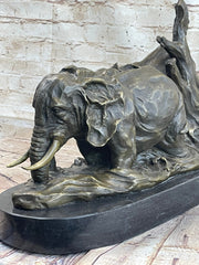 Hot Cast Bronze Sculpture Statue of Two Elephants on Marble Base