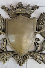 Coat of Arms Family Crest Lions Crown Bronze Wall Mounted Hanging Sculpture 13