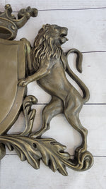 Coat of Arms Family Crest Lions Crown Bronze Wall Mounted Hanging Sculpture 13