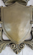 Load image into Gallery viewer, Coat of Arms Family Crest Lions Crown Bronze Wall Mounted Hanging Sculpture 13" x 16"
