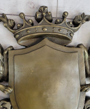 Coat of Arms Family Crest Lions Crown Bronze Wall Mounted Hanging Sculpture 13