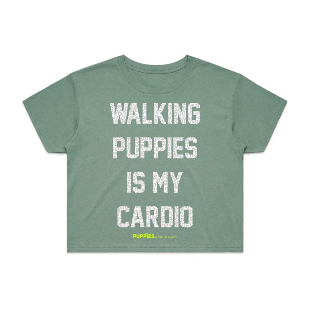 Walking Puppies Is My Cardio Crop Tee | Gift for Dog Owners