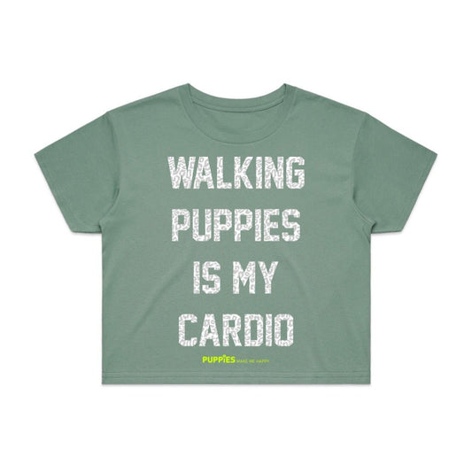 Walking Puppies Is My Cardio Crop Tee | Gift for Dog Owners